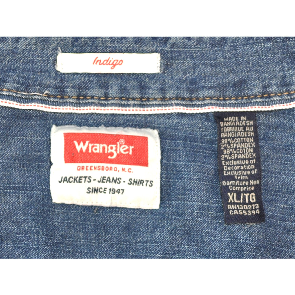 Wrangler Red Label Men’s XL Pearl Button Western Cowboy Shirt Blue - Picture 2 of 6